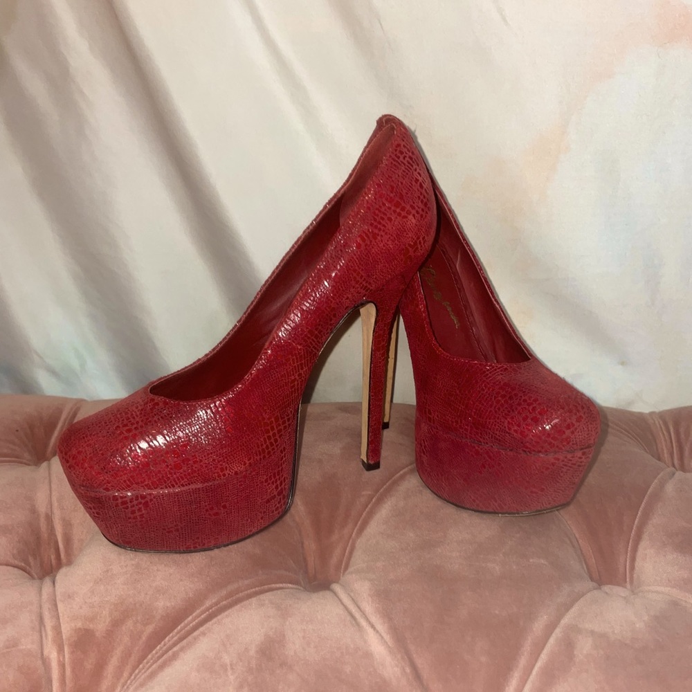 Alice + Olivia Red Platform Heels